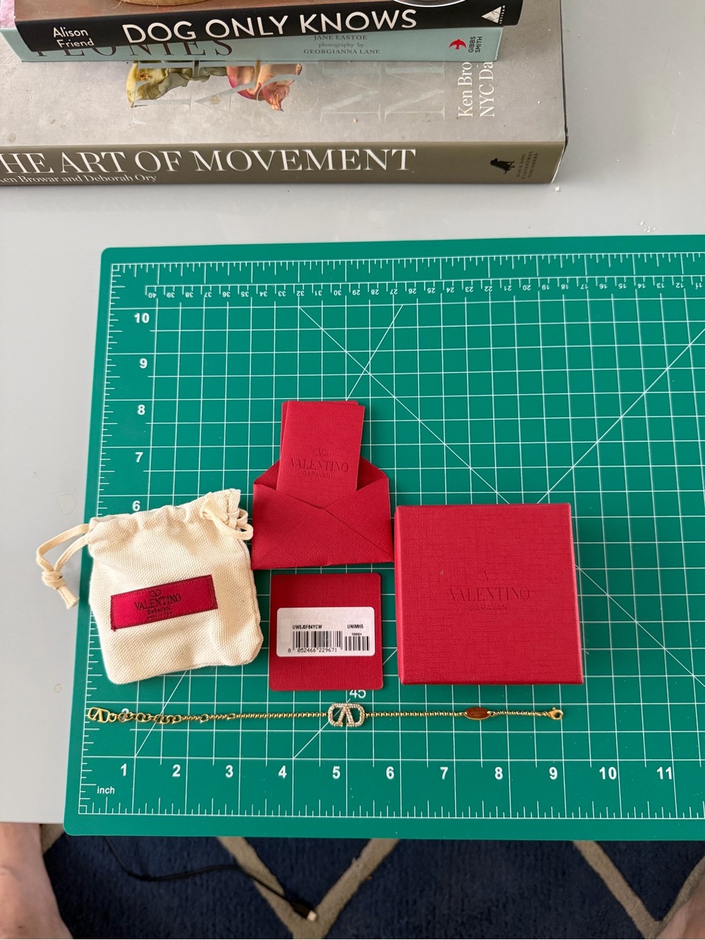 Valentino Gold-Tone Crystal V Logo Necklace with Clear Stones - Picture 2 of 6